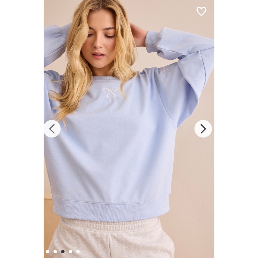 AS Revival Light Blue Bow Embroidered Sweatshirt Crewneck Size XS